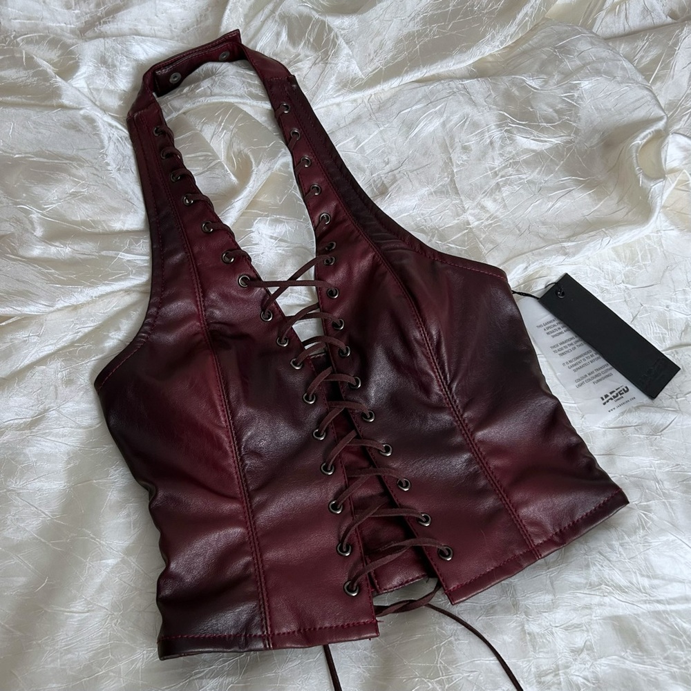 Jaded London Lynx Faux Leather Corset Top